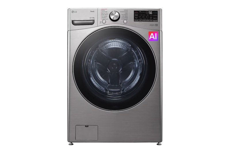 Vista frontal de Lavaseca LG 2 en 1 Carga Frontal 22Kg/13Kg Plata AIDD™   WD22VV2S6BR